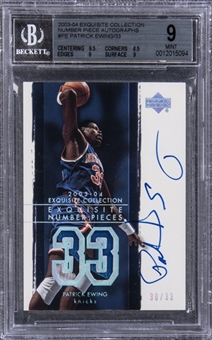 2003-04 UD "Exquisite Collection" Number Pieces #PE Patrick Ewing Signed Card (#30/33) – BGS MINT 9/BGS 10